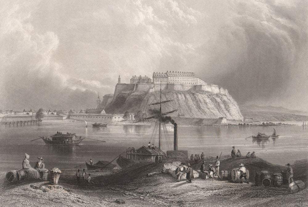 View of Petrovaradin, Serbia. Danube Donau. BARTLETT 1840 old antique print